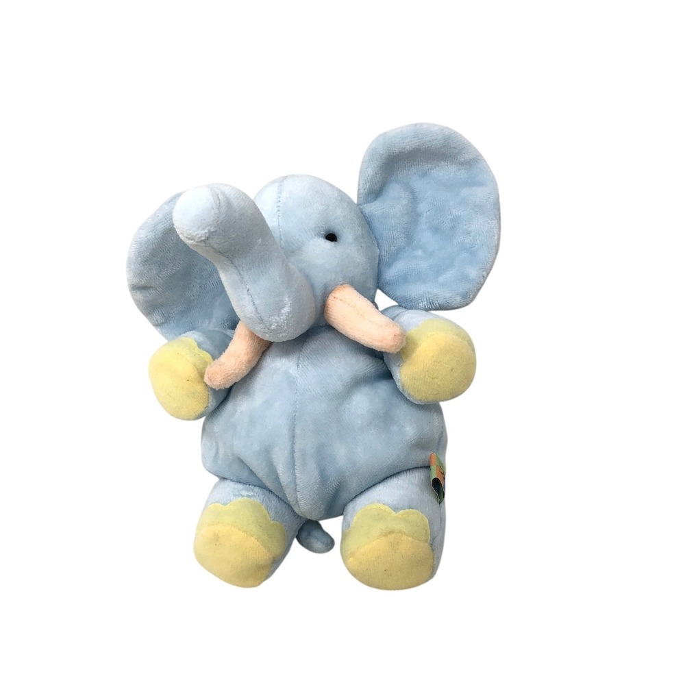 Carter's John Lennon Real Love Elephant Plush Yoko Ono Blue Yellow 8" VTG Rattle